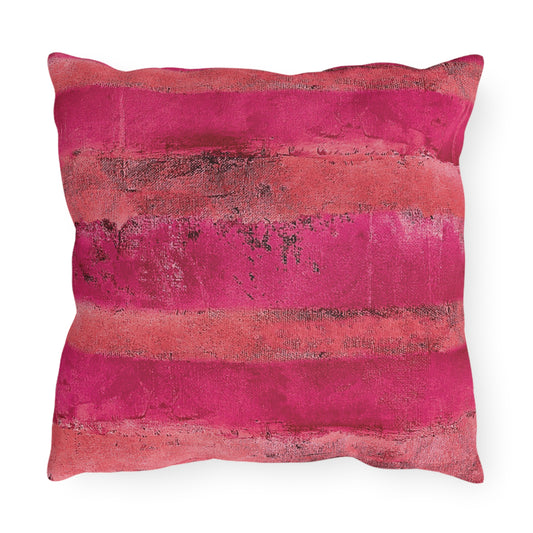 The Outdoor Pillow - Rustic Stripe, Watermelon