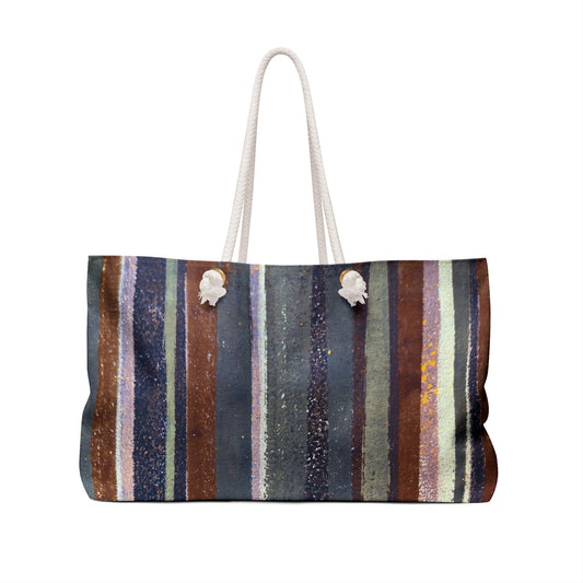 The Weekender Bag, Rustic Stripe - Rust and Steel
