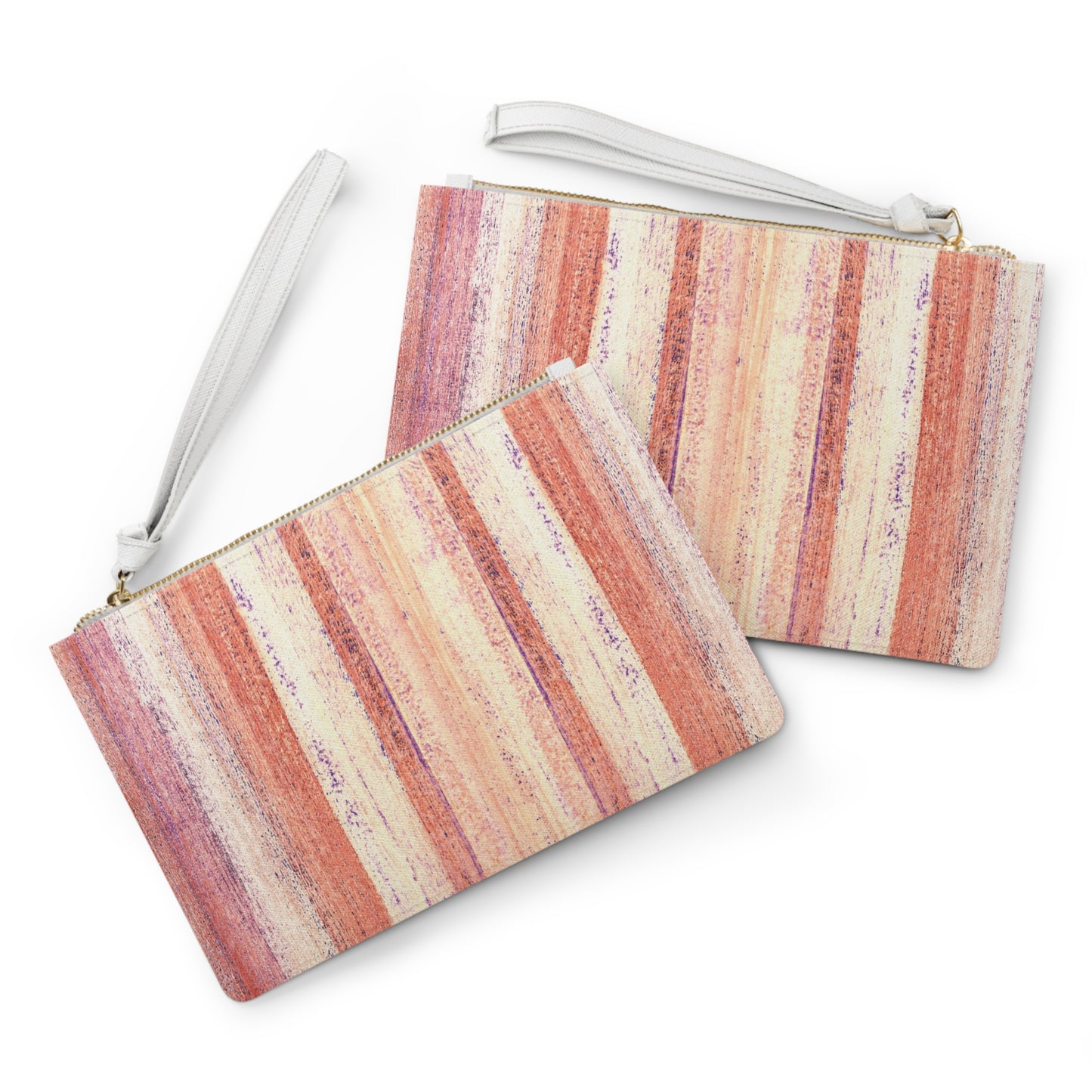 The Vegan Leather Clutch - Rustic Stripe, Nasturtium