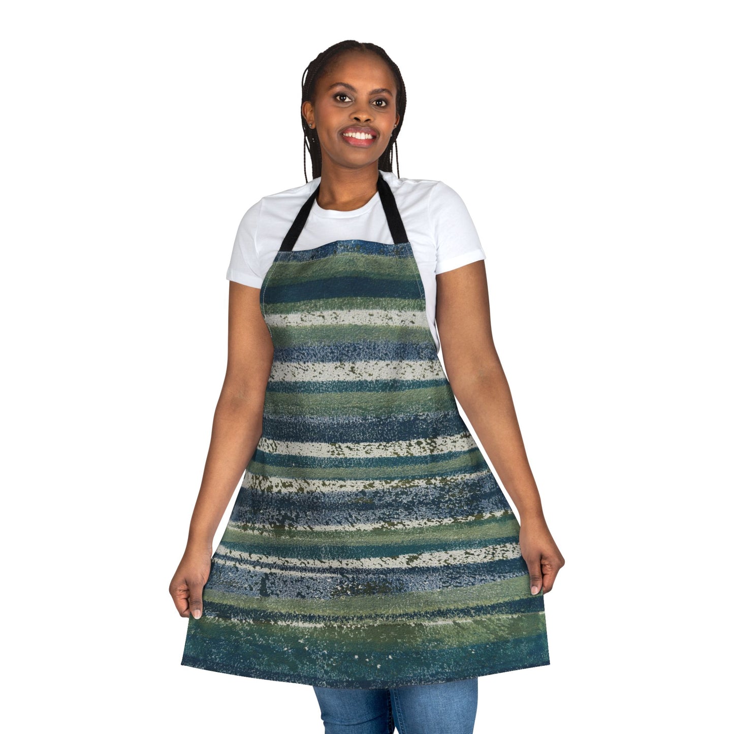 The Maker's Apron - Rustic Stripe, Sea Glass