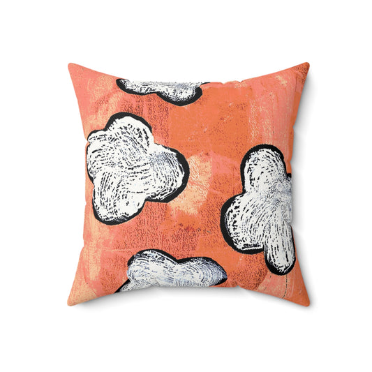 The Faux Suede Pillow - Bloom, Tangerine