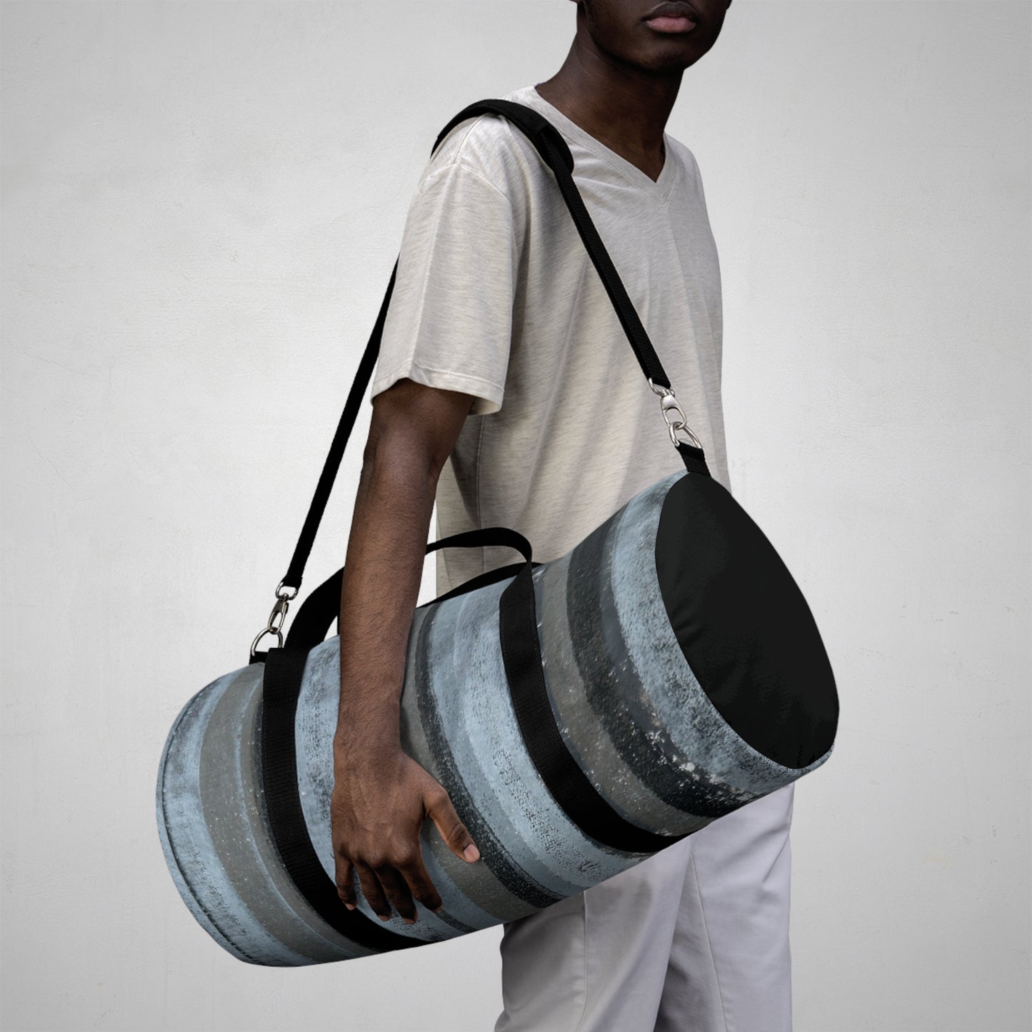 The Durable Duffle Bag - Rustic Stripe, Steel Blue