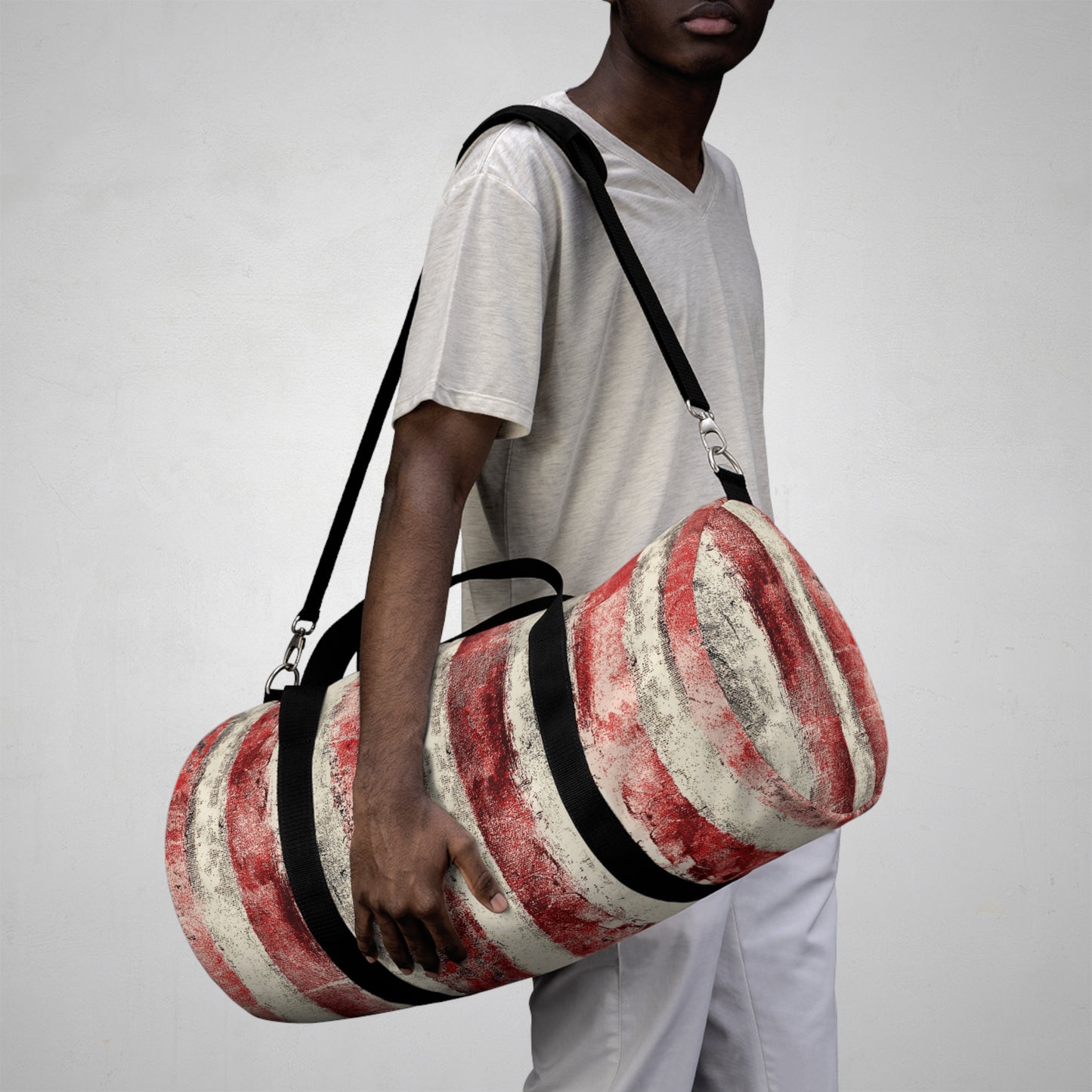 The Durable Duffle Bag - Rustic Stripe, Sangria