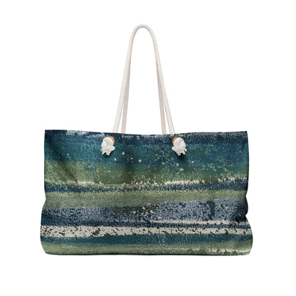 The Weekender Bag, Rustic Stripe - Beachglass