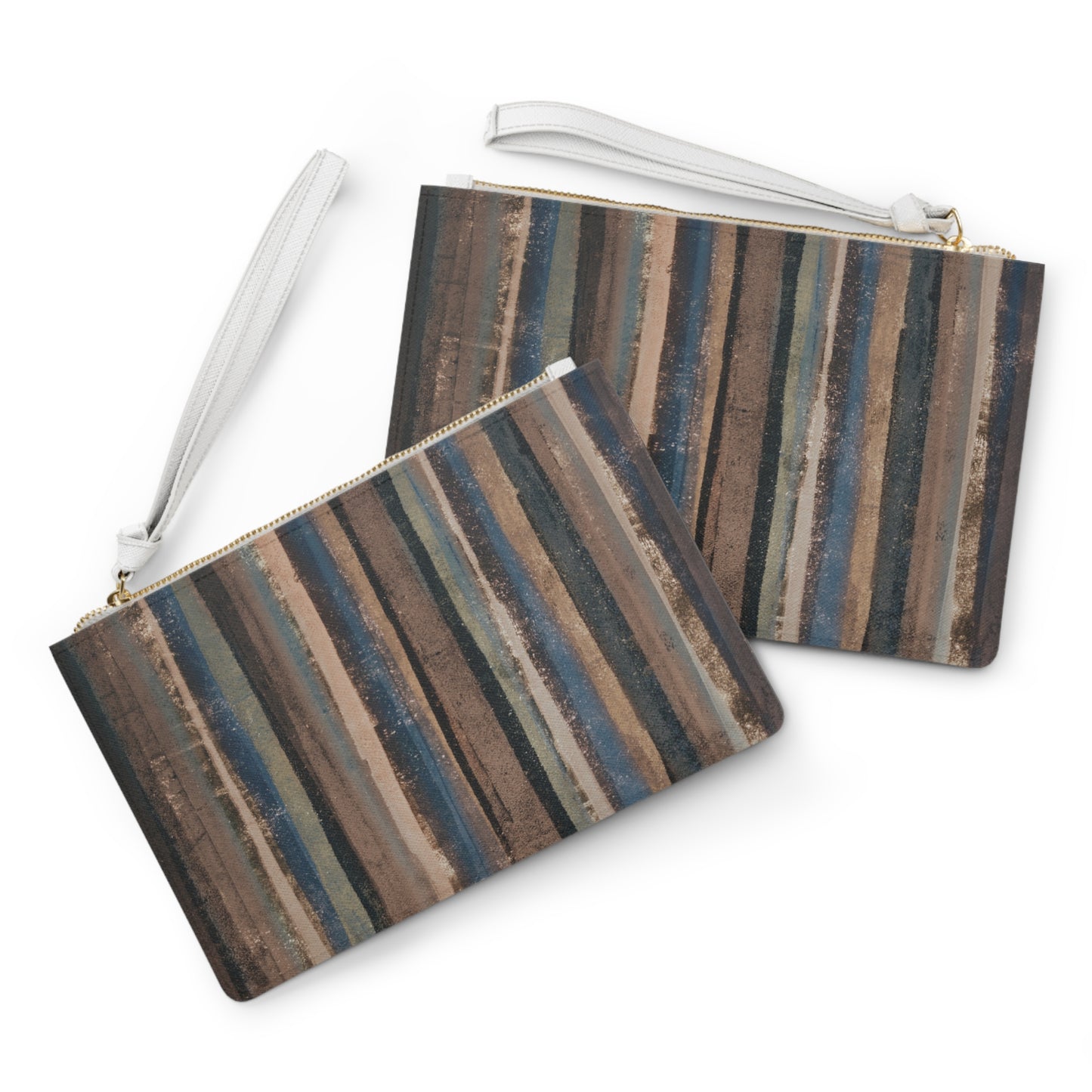 The Vegan Leather Clutch - Rustic Stripe, Earth