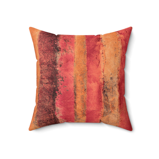 The Faux Suede Pillow - Rustic Stripe, Cactus Flower