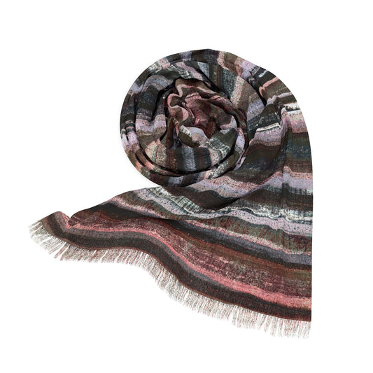The Studio Scarf - Rustic Stripe, Evening Forest
