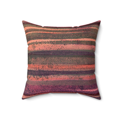 The Faux Suede Pillow - Rustic Stripe, Morning Sunset