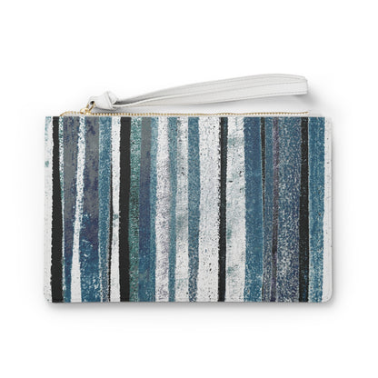 The Vegan Leather Clutch - Rustic Stripe, Marina