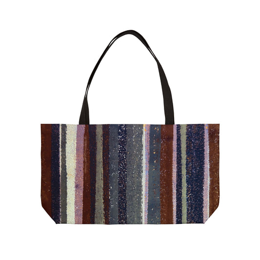 The Weekender Tote - Rustic Stripe, Rust and Steel