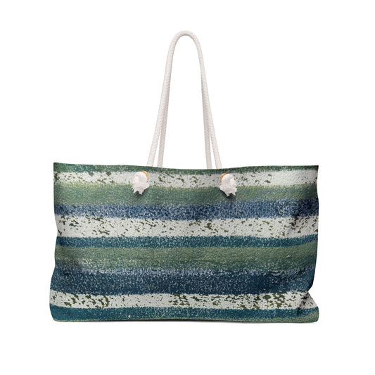 The Weekender Bag, Rustic Stripe - Beachglass