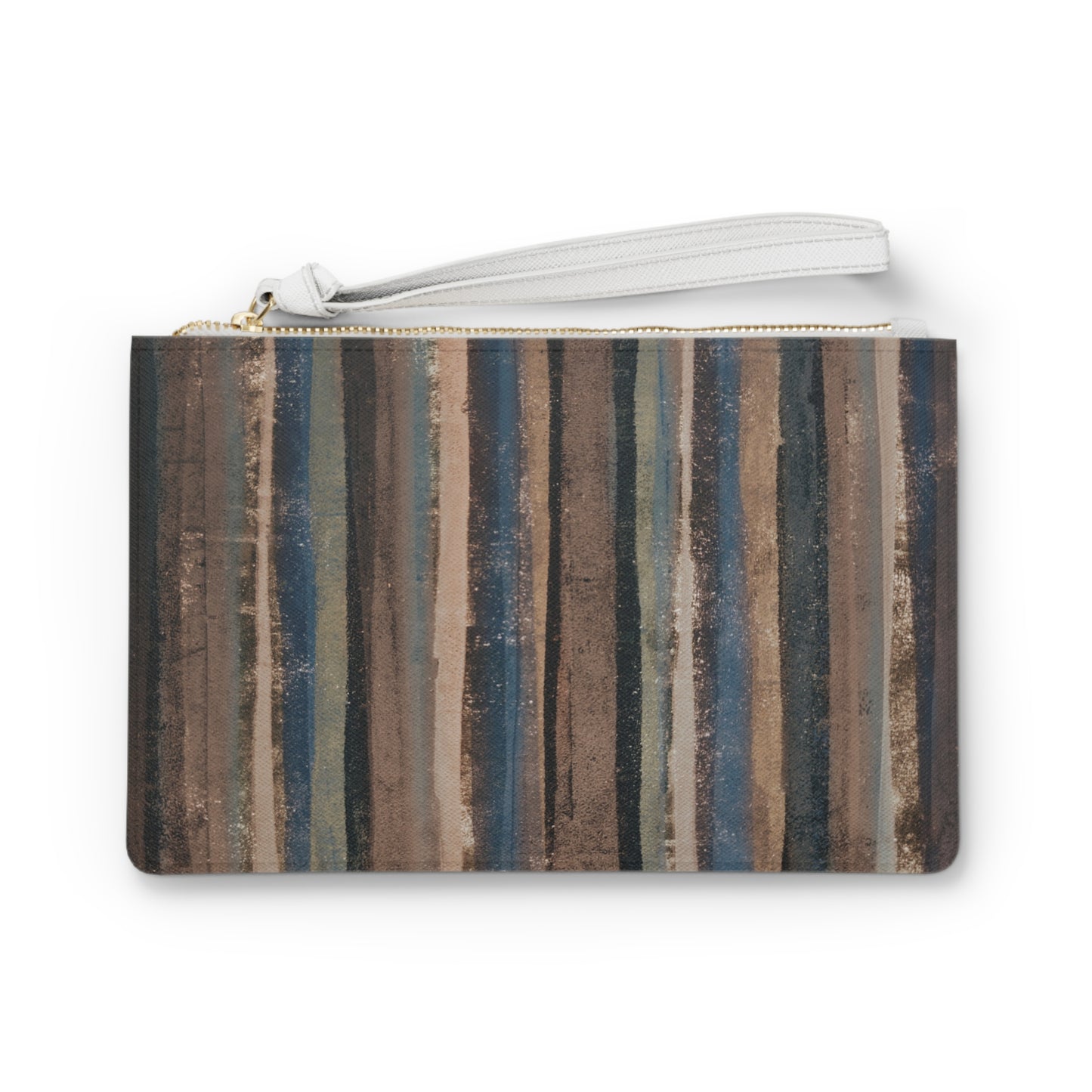 The Vegan Leather Clutch - Rustic Stripe, Earth