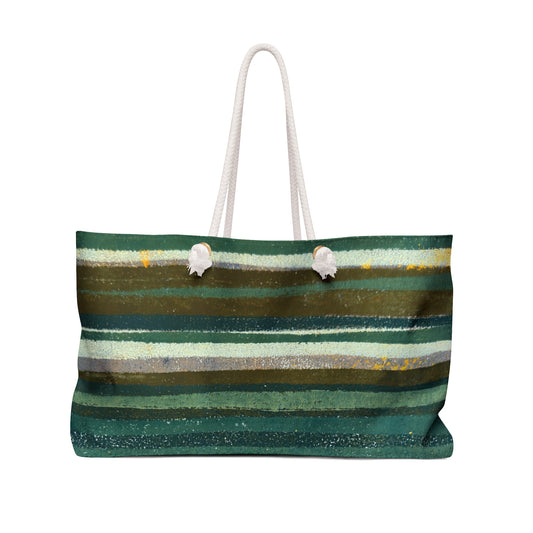 The Weekender Bag - Rustic Stripe, Jade
