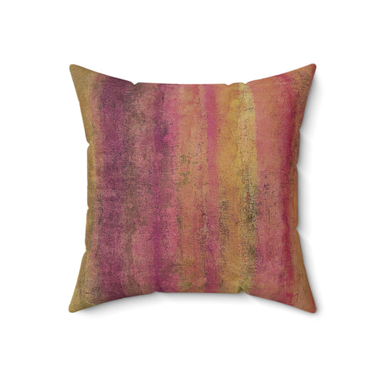 The Faux Suede Pillow - Rustic Stripe, Pink Lemonade