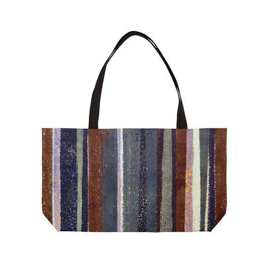 The Weekender Tote - Rustic Stripe, Rust and Steel