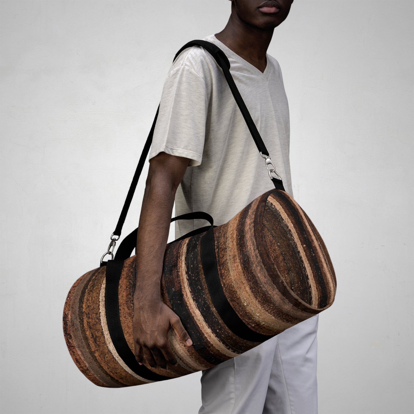 The Durable Duffle Bag - Rustic Stripe, Sepia