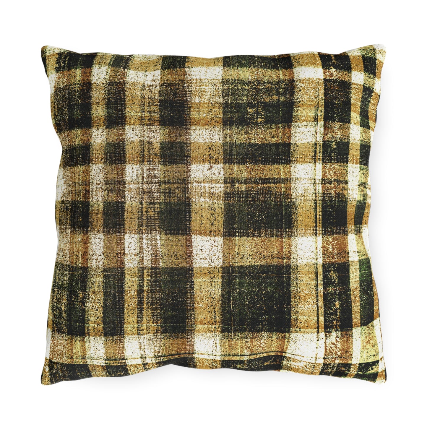 The Outdoor Pillow - Rustic Plaid, Bumblebee