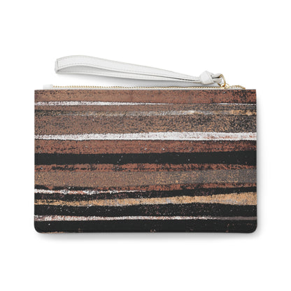The Vegan Leather Clutch - Rustic Stripe, Copper Hills
