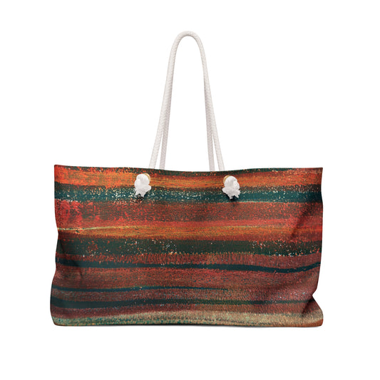 The Weekender Bag - Rustic Stripe, Tiger Lily