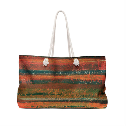 The Weekender Bag - Rustic Stripe, Tiger Lily