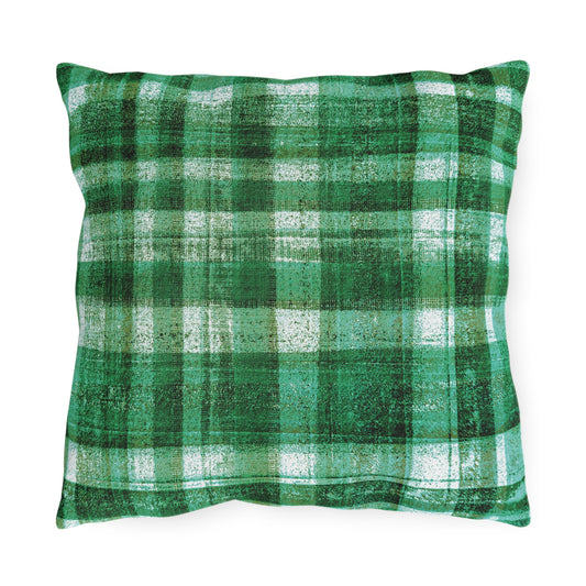 The Outdoor Pillow - Rustic Plaid, Grass