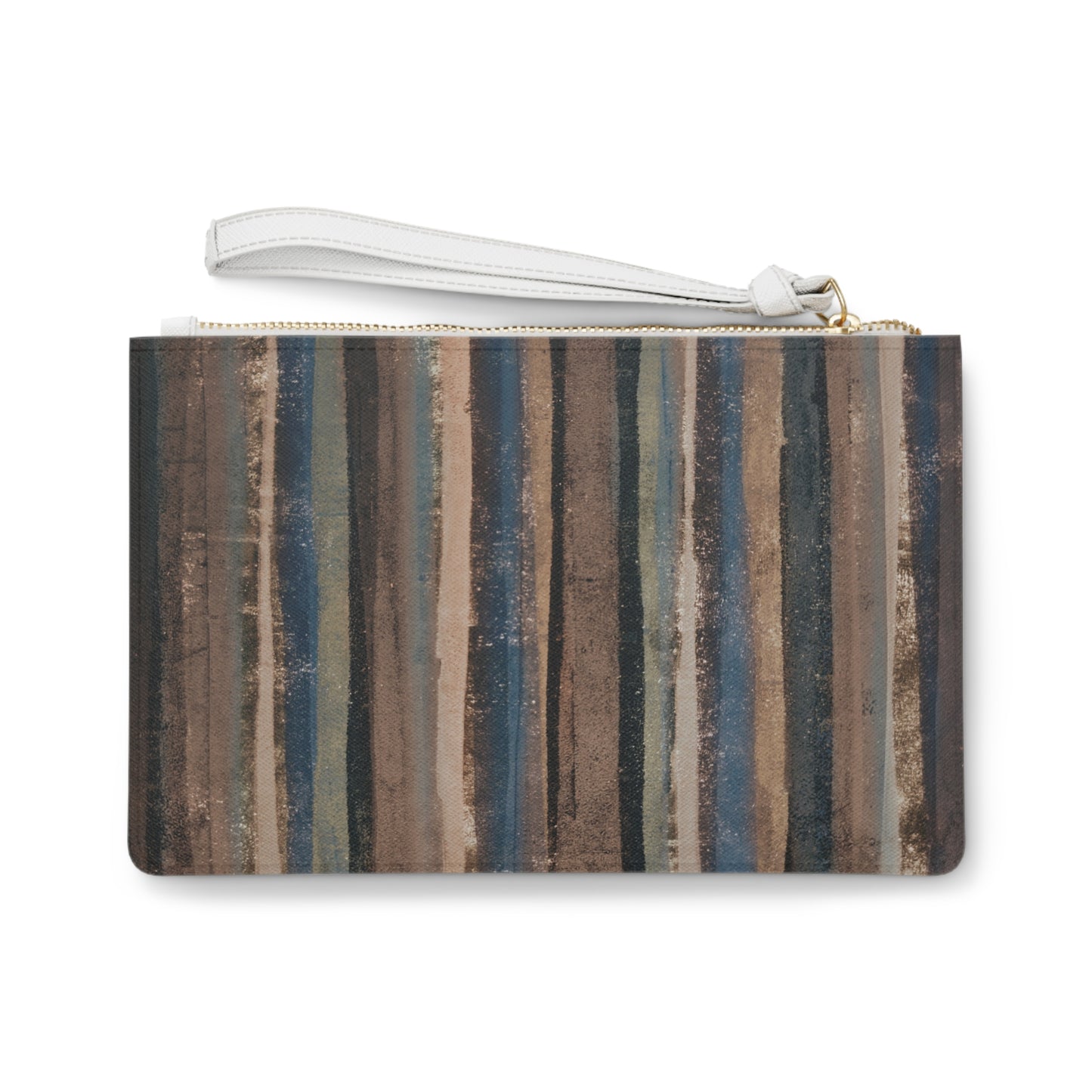 The Vegan Leather Clutch - Rustic Stripe, Earth
