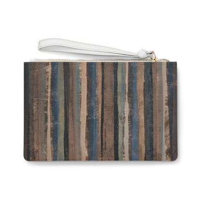 The Vegan Leather Clutch - Rustic Stripe, Earth