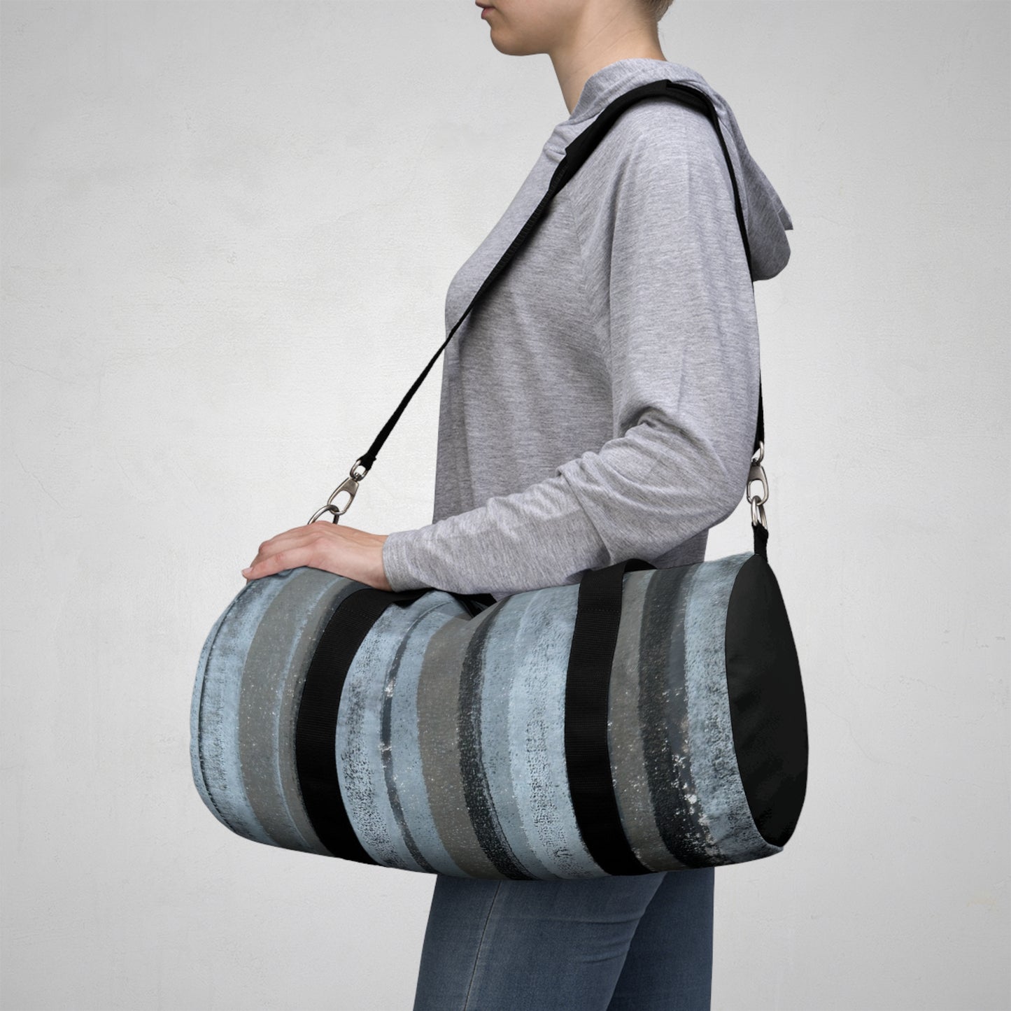 The Durable Duffle Bag - Rustic Stripe, Steel Blue