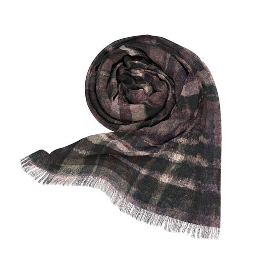 The Studio Scarf - Rustic Plaid, Mulberry