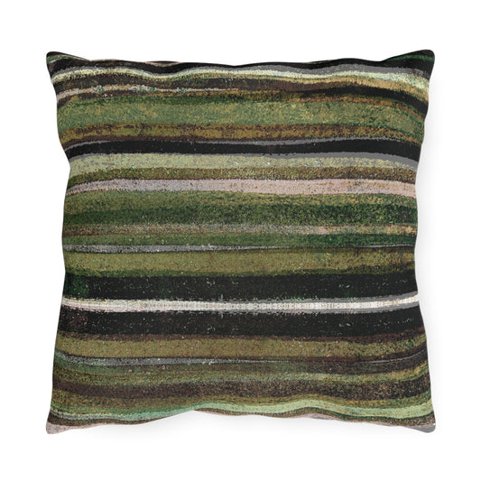 The Outdoor Pillow - Rustic Stripe, Camper Green