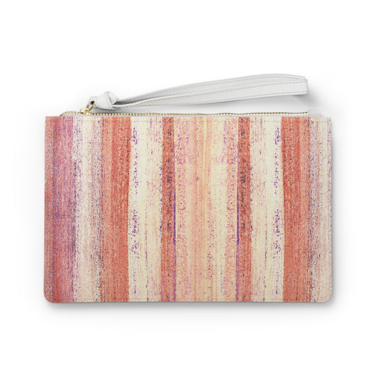 The Vegan Leather Clutch - Rustic Stripe, Nasturtium