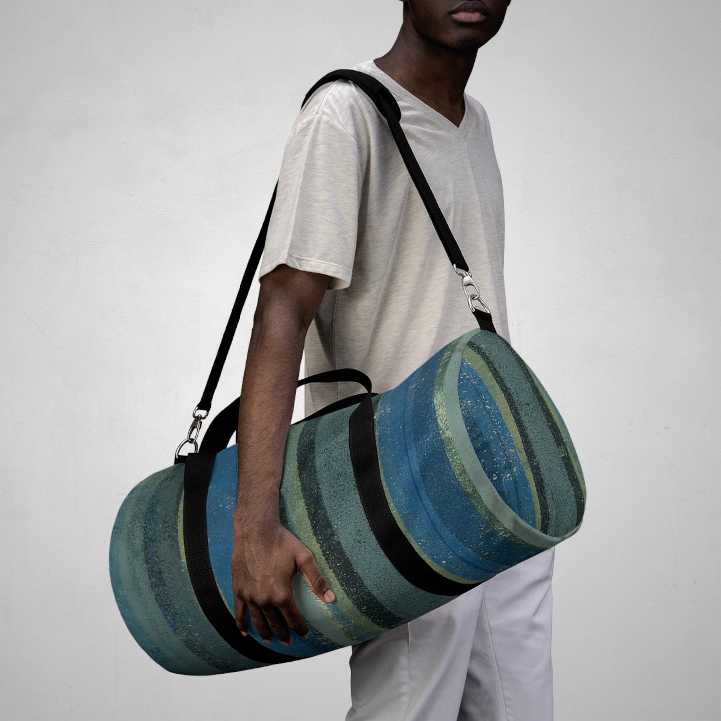 The Durable Duffle Bag - Rustic Stripe, Lagoon