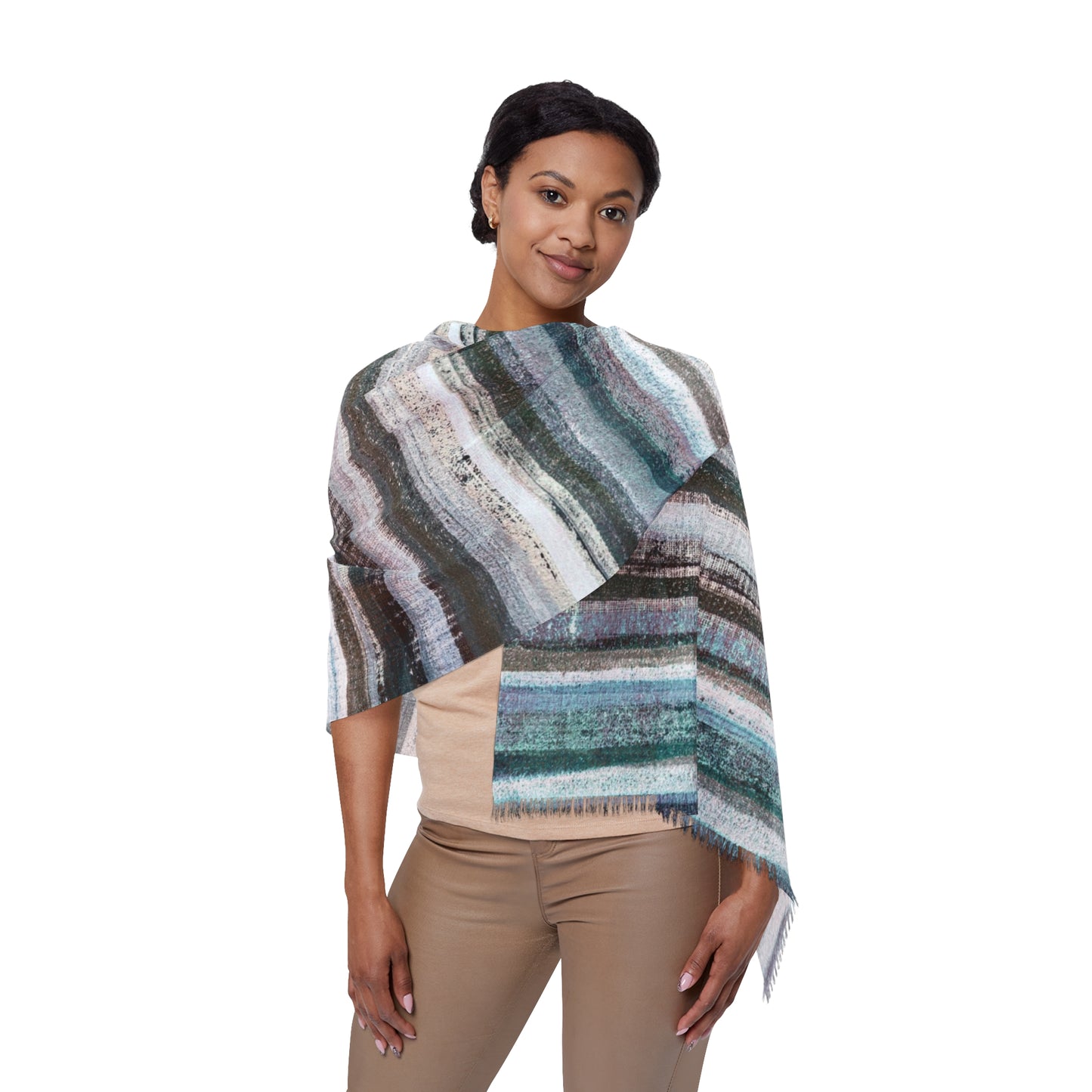 The Studio Scarf - Rustic Stripe, Morning Frost