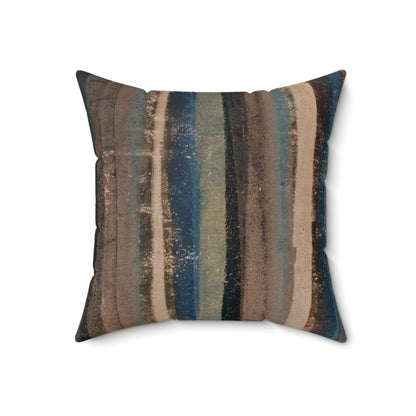 The Faux Suede Pillow - Rustic Stripe, Earth