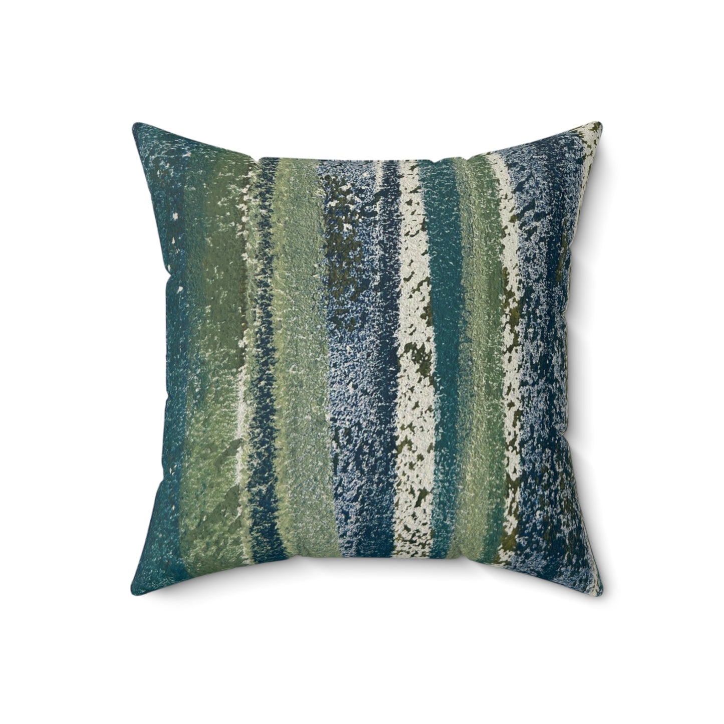 The Faux Suede Pillow - Rustic Stripe, Beach Glass