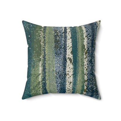 The Faux Suede Pillow - Rustic Stripe, Beach Glass
