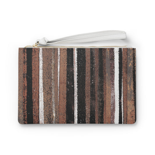 The Vegan Leather Clutch - Rustic Stripe, Copper Hills