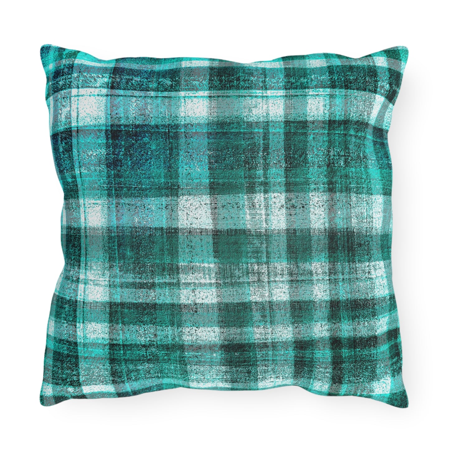 The Outdoor Pillow - Rustic Plaid, Aquamarine