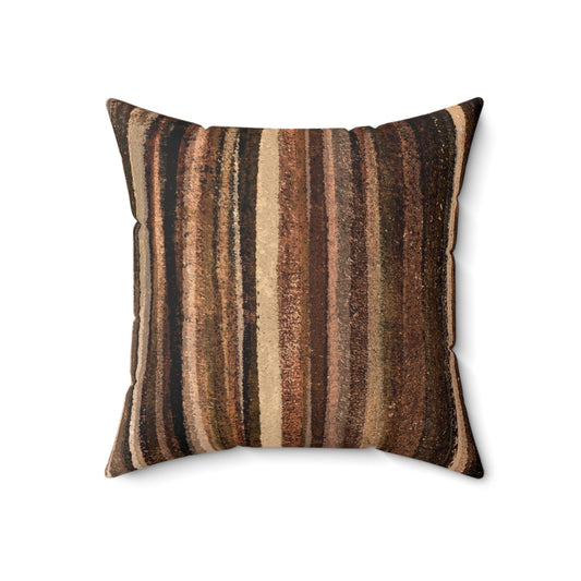 The Faux Suede Pillow - Rustic Stripe, Sepia
