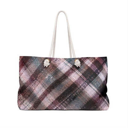 The Weekender Bag - Rustic Plaid, Mulberry