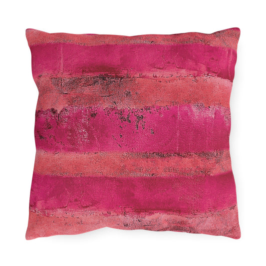 The Outdoor Pillow - Rustic Stripe, Watermelon