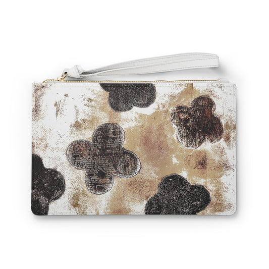 The Vegan Leather Clutch - Bloom, Sepia