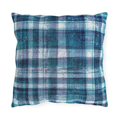 The Outdoor Pillow - Rustic Plaid, Hyacinth