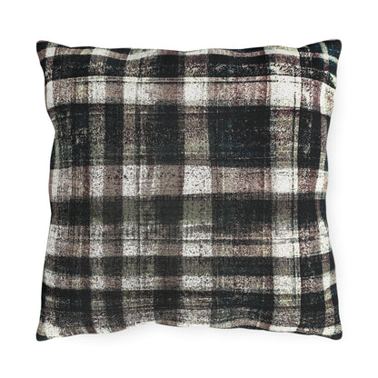 The Outdoor Pillow - Rustic Plaid, Ink