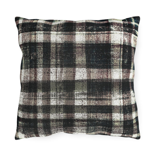 The Outdoor Pillow - Rustic Plaid, Ink