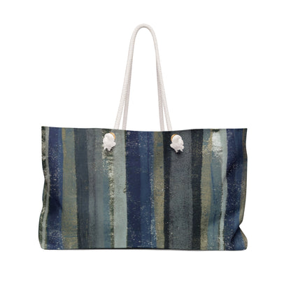 The Weekender Bag, Rustic Stripe - Blue Hill
