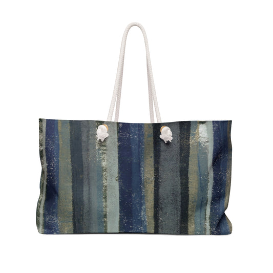 The Weekender Bag, Rustic Stripe - Blue Hill
