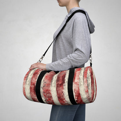 The Durable Duffle Bag - Rustic Stripe, Sangria