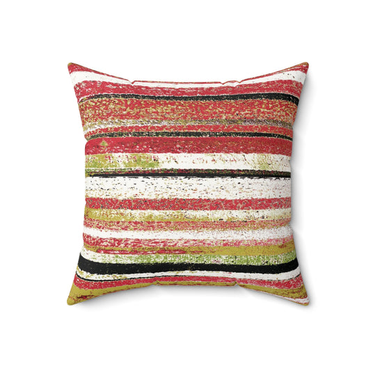The Faux Suede Pillow - Rustic Stripe, Fiesta