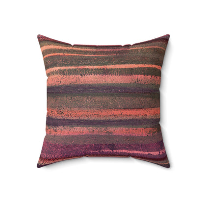 The Faux Suede Pillow - Rustic Stripe, Morning Sunset